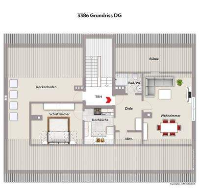 Grundriss DG-Wohnbeispiel- ohne Maßstab