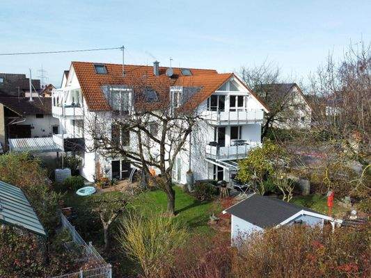 Blick zum Haus, Garten