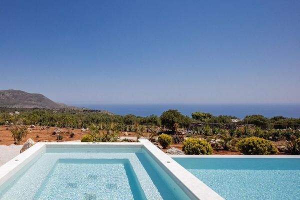 Kreta, Kefalas: Erstaunliche Steinvilla mit Meerblick und Pool zu verkaufen