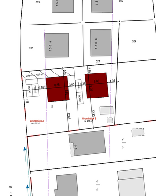 Entwurf - Lageplan Grundstück hinten 418 m²