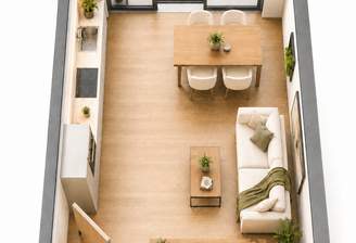 3D Grundriss Wohn-Esszimmer