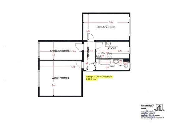 Grundriss 1.OG rechts, Eingang 10a