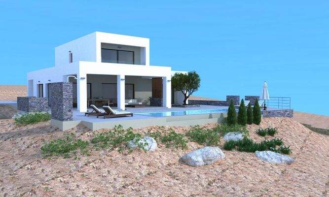 Kreta, Kokkino Chorio: Sofort bebaubares Grundstück mit Meerblick zu verkaufen