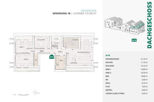Grundriss Wohnung 18 mit Wohnfläche