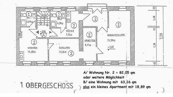 Das erste Obergeschoss (82 qm Wohnfl.)
