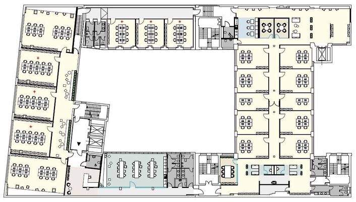 Grundriss Bauteil 1-4, 2. OG - 1.544 qm