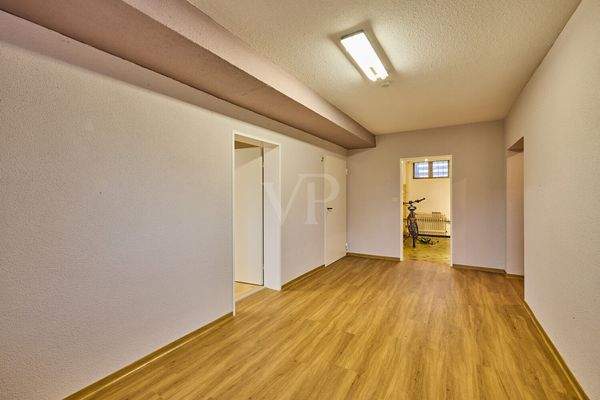 Großer Hobbyraum im Untergeschoss mit Zugang zu den anderen Räumen