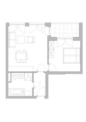 Wohnungsgrundriss 2-Zimmer