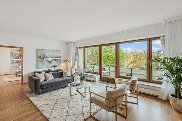 .Wohnzimmer mit Balkon KI