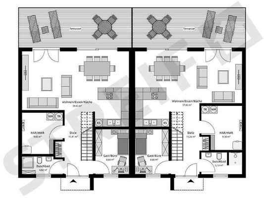 Grundrissplan EG links und rechts