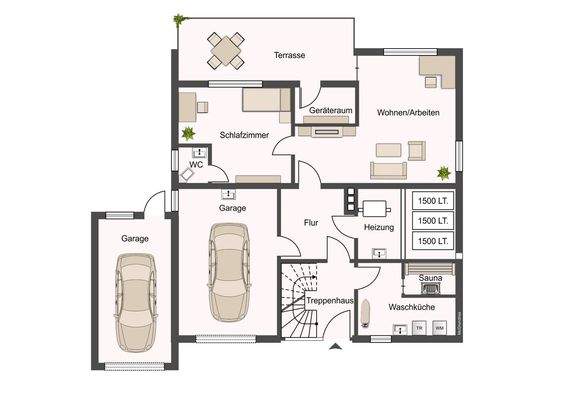 Visualisierter Grundriss Souterrain