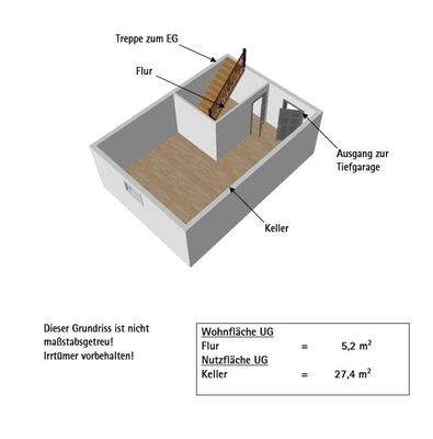 Grundriss und Fläche UG 