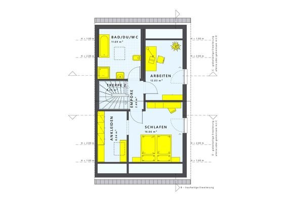 Gestaltungsbeispiel Grundriss DG