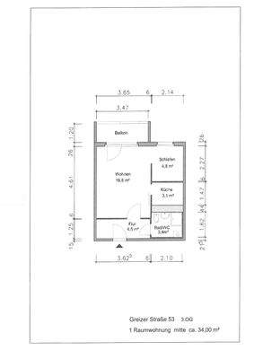 Grundriss mit Maßen