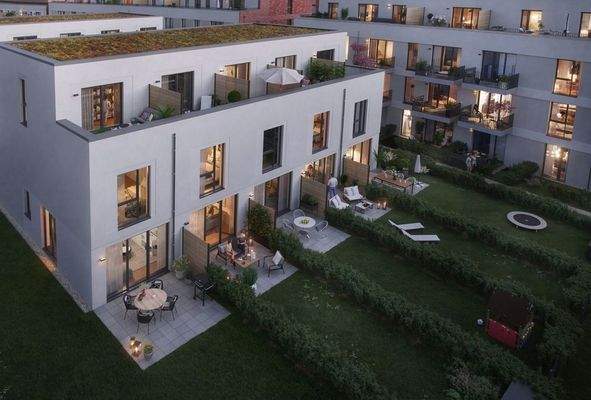 Gartenansicht am Abend