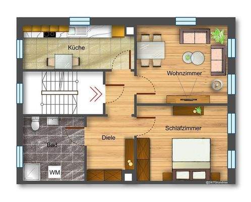 Grundriss EG, 1. OG und 2. OG