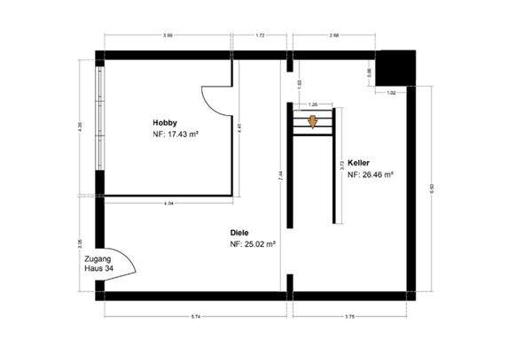 Grundriss Skizze UG HS 32a
