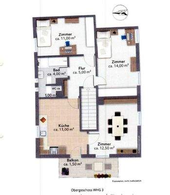 Nr. 3) OG-Wohnung, West-Seite mit Balkon 