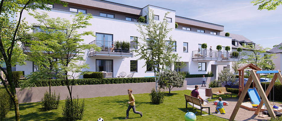 Aussenansicht mit Spielplatz