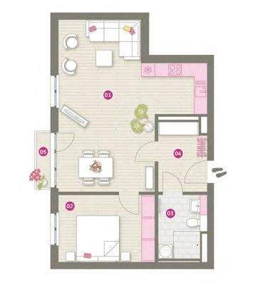 Grundriss 2-Zimmer-Wohnung