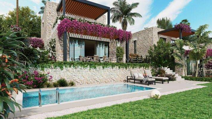 Stone Clad Sea View Detached Villas in Bodrum Yalikavak
