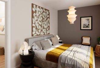 Im Schlafzimmer verbinden sich Ruhe und Geborgenhe