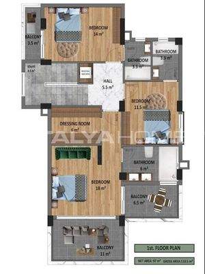 Sea View Houses with Private Pool in Alanya Tepe