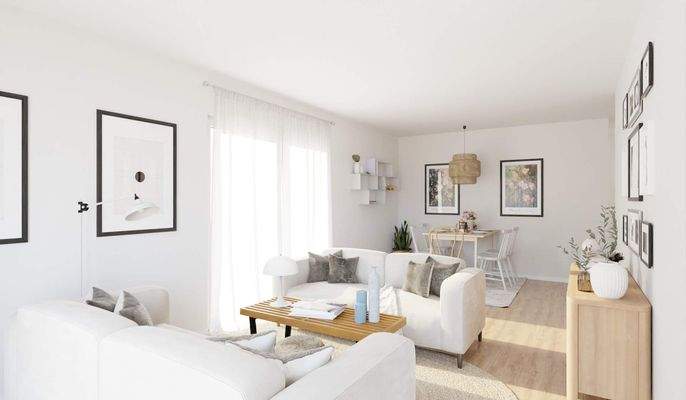 Der großzügige Wohnraum bietet viel Platz zur Entf