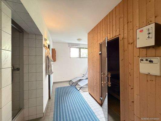 Die Gemeinschaftssauna im Kellergeschoß