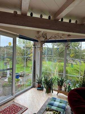 Blick vom Eckerker des WZ in den Garten