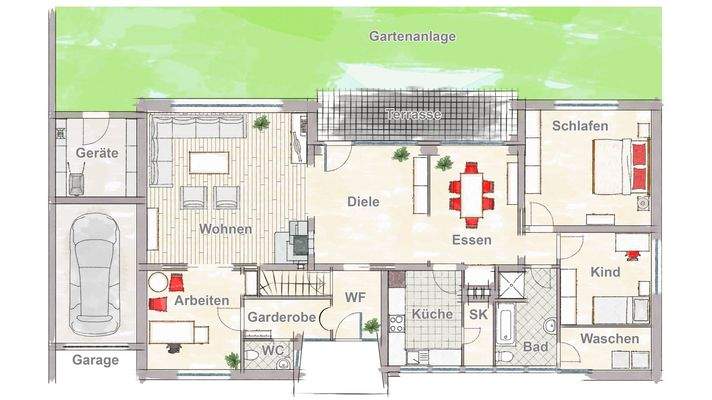 Grundrissskizze Erdgeschoss