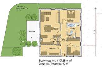 Grundriss EG- Whg 1 links