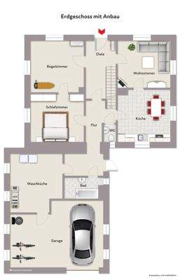 Erdgeschoss mit Anbau