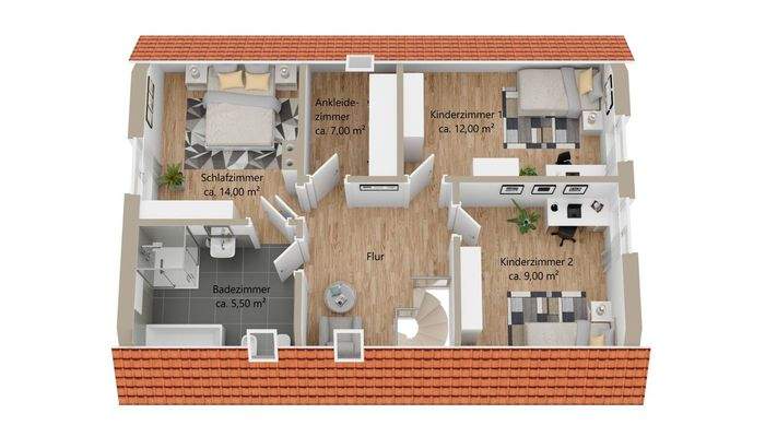 Grundriss DG - vorderes Wohnhaus