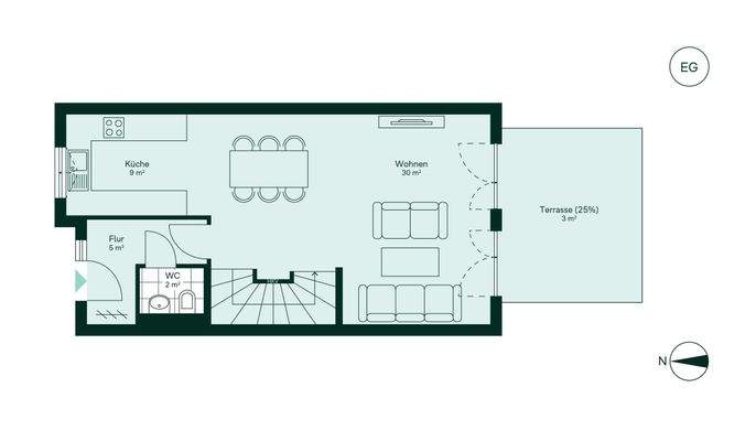 Geräumiges Erdgeschoss mit viel Platz und angrenze