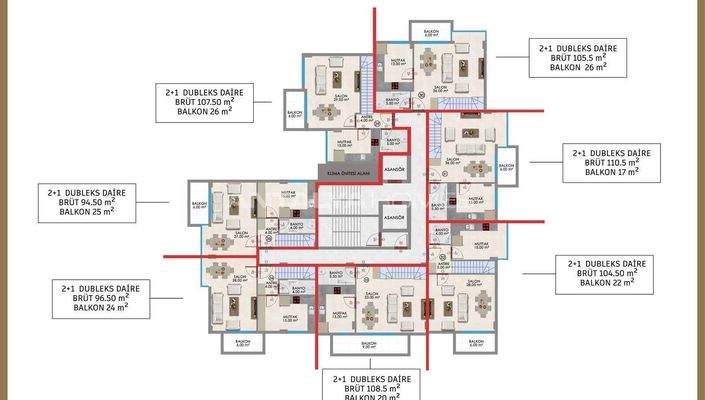 Duplex Flats in a Complex with Pool and Gym in Alanya Center