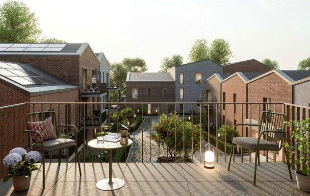 Blick vom Balkon in die Quartiersmitte