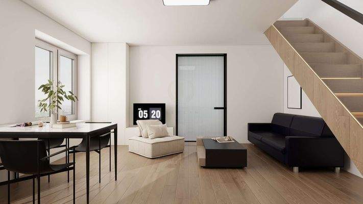 Wohnbereich mit Treppe (Visualisierung)