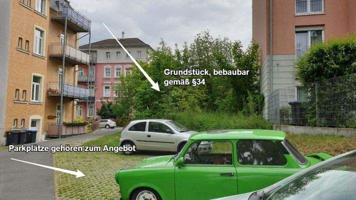 Grundstück hofseitig mit Parlplätzen