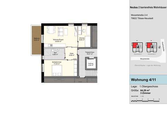 Grundriss 1.Obergeschoss Wohnung 4 und 11