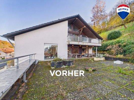 RE/MAX Immobilien DeLux Wohn-Geschäftshaus Merzig Terrasse vorher