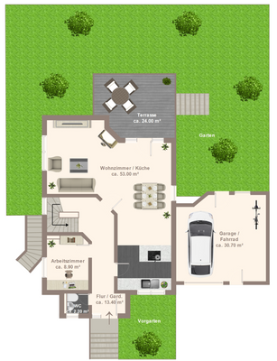 Grundriss EG mit Garten