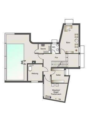 Souterrain Grundriss/Möblierung nicht maßstabsgetr