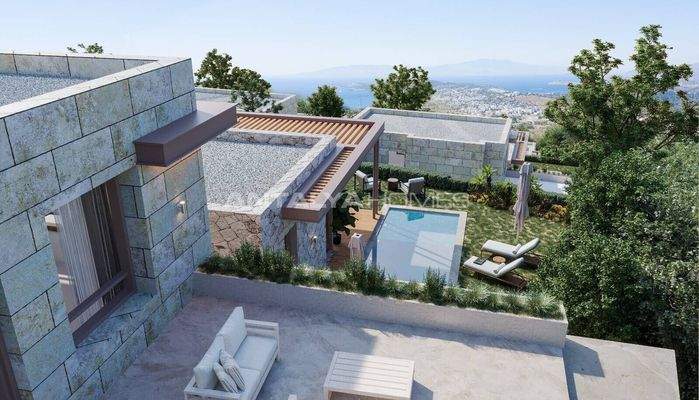 Detached Real Estate with Sea View in Central Location in Bodrum
