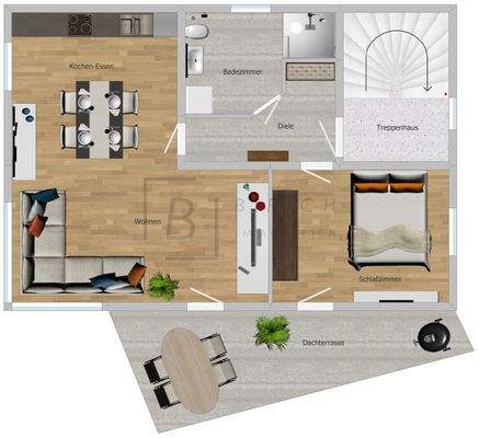 Grundriss_DG Dieser Grundriss ist nicht maßstabsgerecht und ist zur Maßentnahme nicht geeignet. Er dient nur der Vorinformation