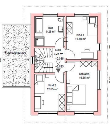 Grundriss Haus 2 OG (nicht maßstabsgetreu - kann vom Original abweichen)