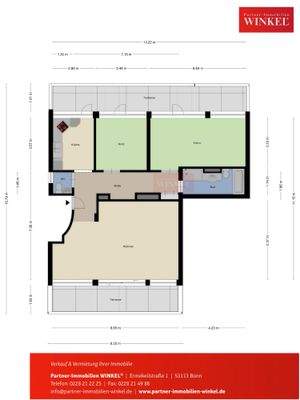 Grundriss der Wohnung bemaßt