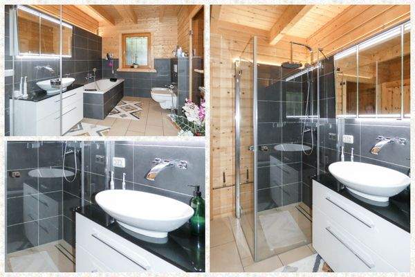 Dusche und XXL Badewanne