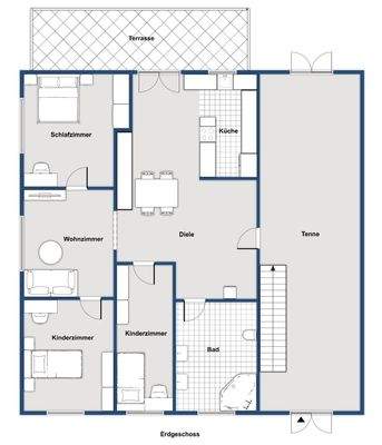 Darstellung Erdgeschoss (ohne Stall)