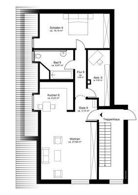 Grundriss - Maßangaben sind Grundflächen
